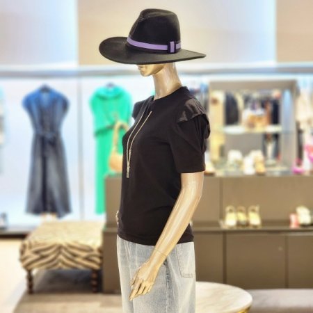 퍼프소매 목걸이셑티셔츠