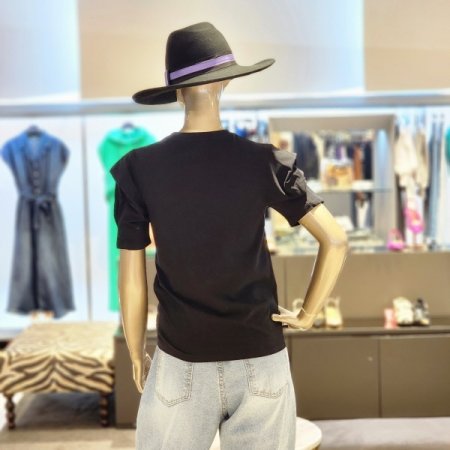 퍼프소매 목걸이셑티셔츠