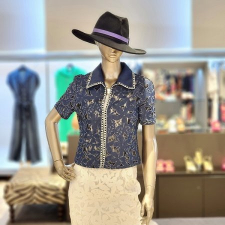 스티치카라넥 플라워자수숏자켓