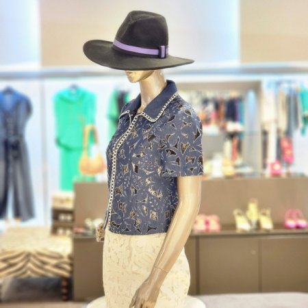 스티치카라넥 플라워자수숏자켓