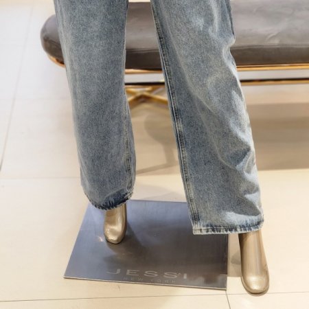 5부소매 와이드데님점프슈트