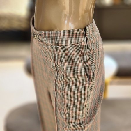 버클장식 잔체크부츠컷팬츠