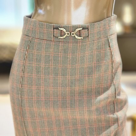 버클장식 미디정장스커트