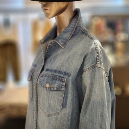 스냅단추 롱오버핏데님셔츠