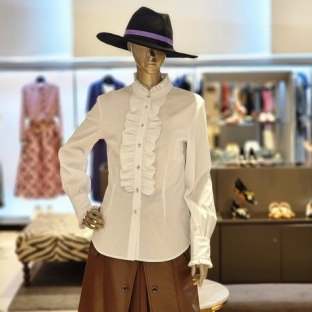 프릴넥 블라우스