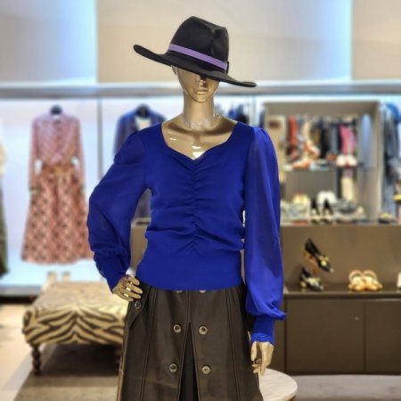 쉬폰소매 스퀘어넥셔링니트