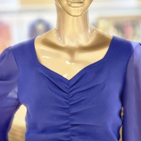 쉬폰소매 스퀘어넥셔링니트