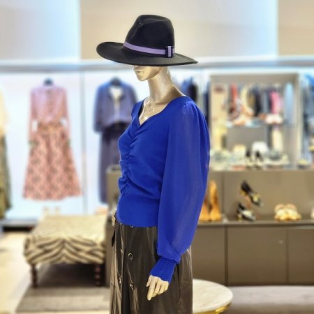 쉬폰소매 스퀘어넥셔링니트