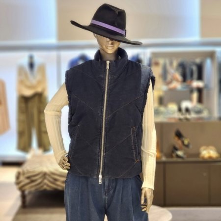 데님 집업패딩조끼