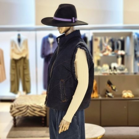 데님 집업패딩조끼