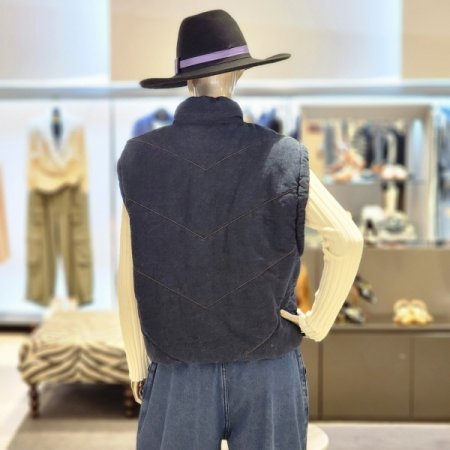 데님 집업패딩조끼