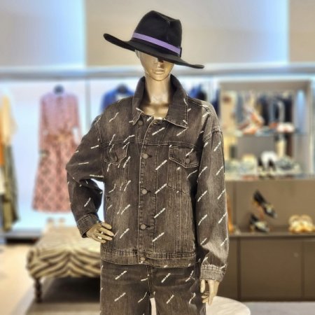 오버핏 레터링데님자켓