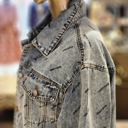 오버핏 레터링데님자켓