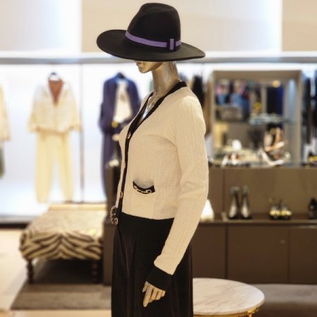 Y넥배색칼라 니트가디건