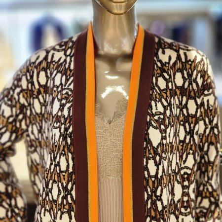 패턴 오픈형가디건