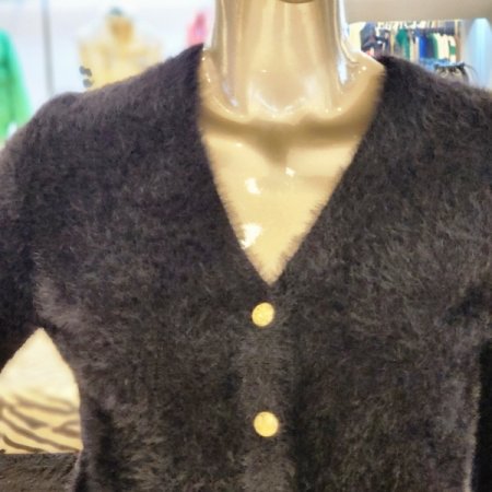 버클장식 Y넥가디건