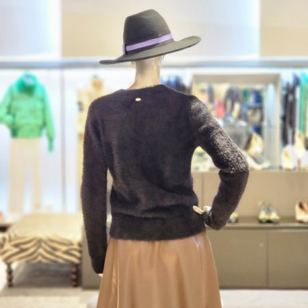 버클장식 Y넥가디건