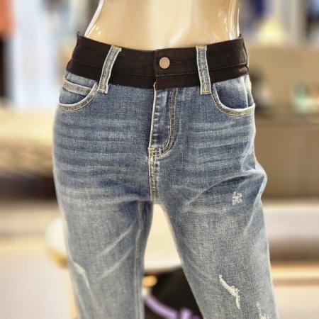 허리배색 스키니데님팬츠