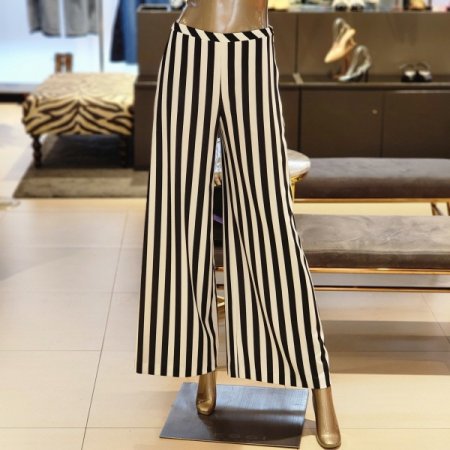 스트라이프 와이드팬츠