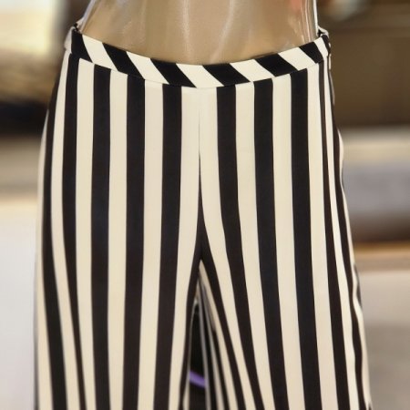 스트라이프 와이드팬츠