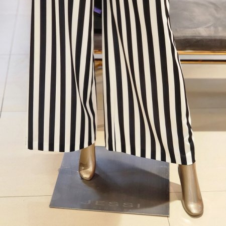 스트라이프 와이드팬츠