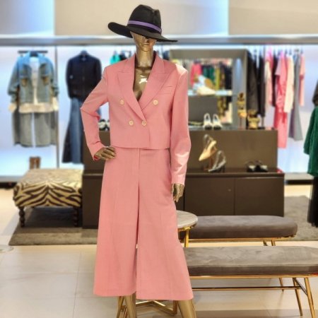 핑크 더블단추크롭자켓