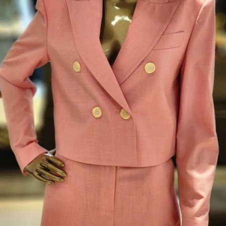 핑크 더블단추크롭자켓