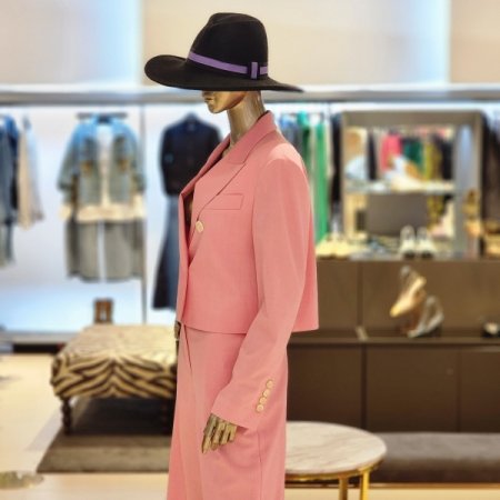 핑크 더블단추크롭자켓