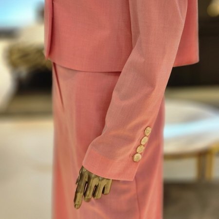 핑크 더블단추크롭자켓