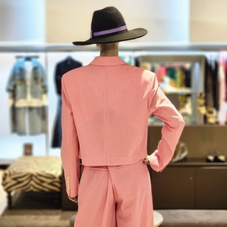 핑크 더블단추크롭자켓