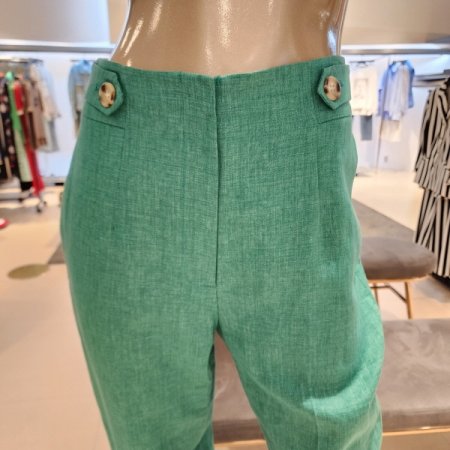 단추 린넨 배기핏 팬츠