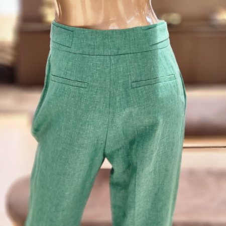 단추 린넨 배기핏 팬츠