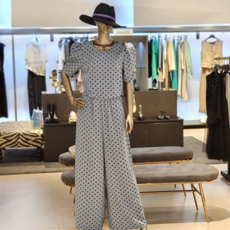 도트 와이드점프슈트