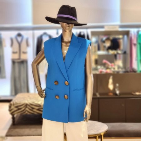 더블단추 하프롱베스트