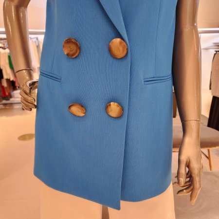 더블단추 하프롱베스트