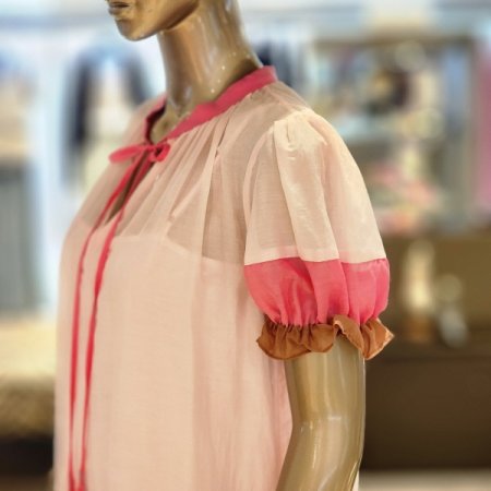 배색칼라 실키롱원피스