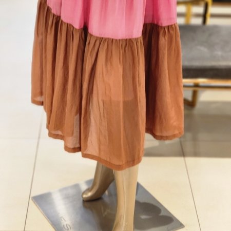 배색칼라 실키롱원피스