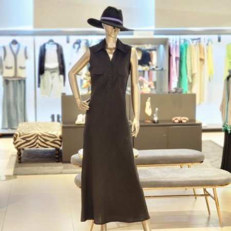 민소매 카라 린넨 롱 원피스