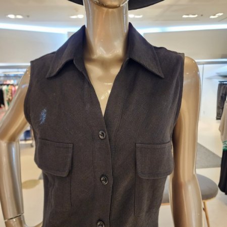 민소매 카라 린넨 롱 원피스