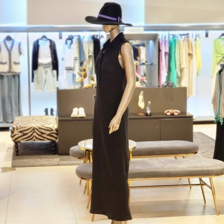 민소매 카라 린넨 롱 원피스