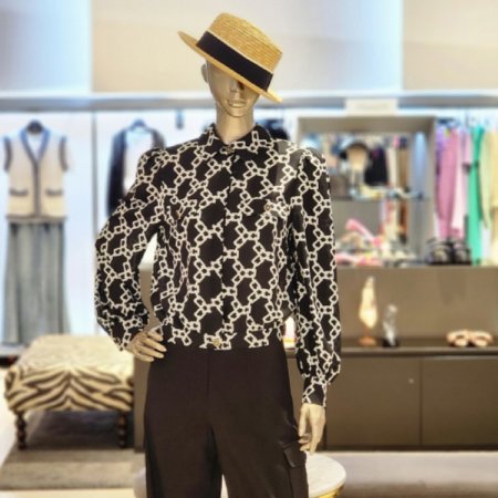 사슬패턴 허리밴딩블라우스