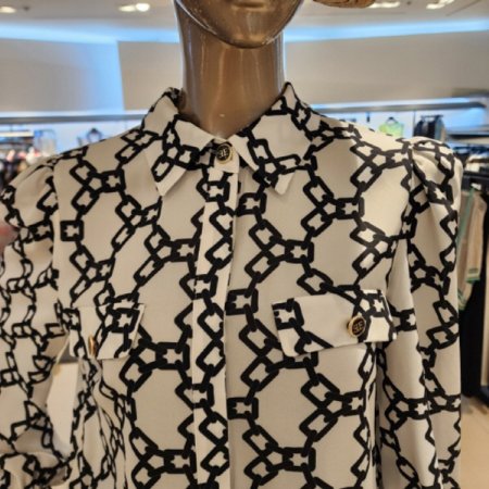 사슬패턴 허리밴딩블라우스