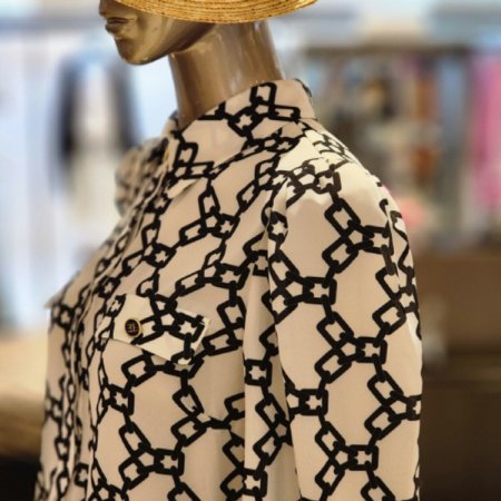 사슬패턴 허리밴딩블라우스