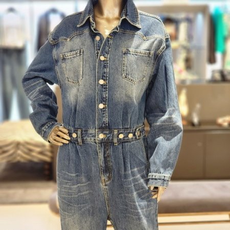 루즈핏 데님점프슈트