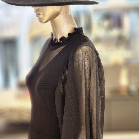 시스루벌룬소매 플리츠원피스