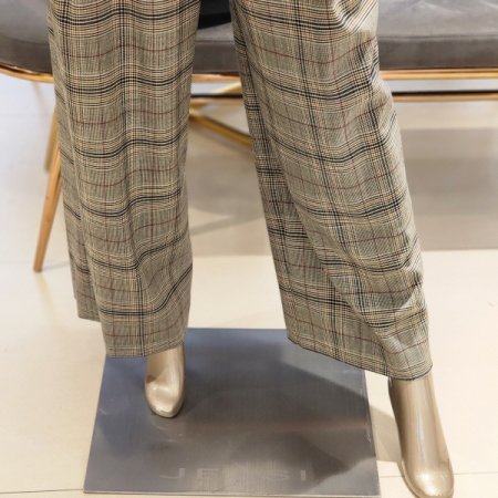 체크패턴 핀턱 와이드 슬렉스