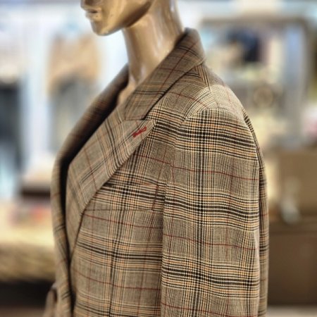 체크패턴 더블버튼 카라 재킷