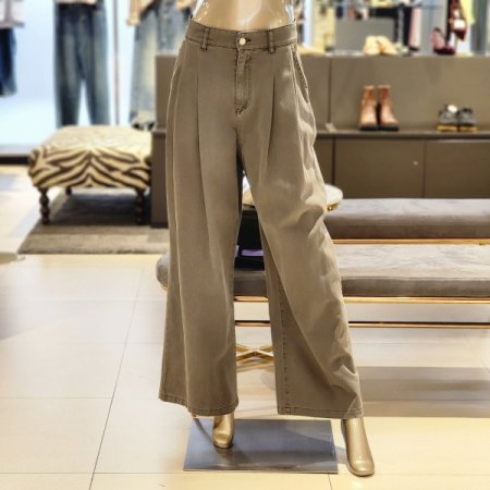 투턱 와이드 면 팬츠