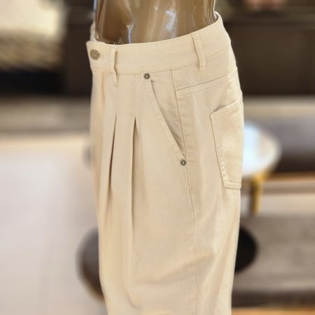 투턱 와이드 면 팬츠