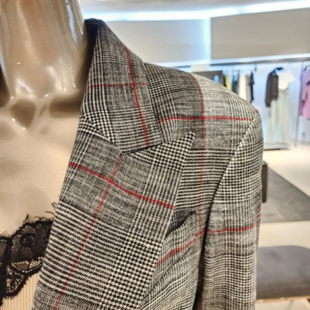 체크패턴 더블 버튼 숏자켓